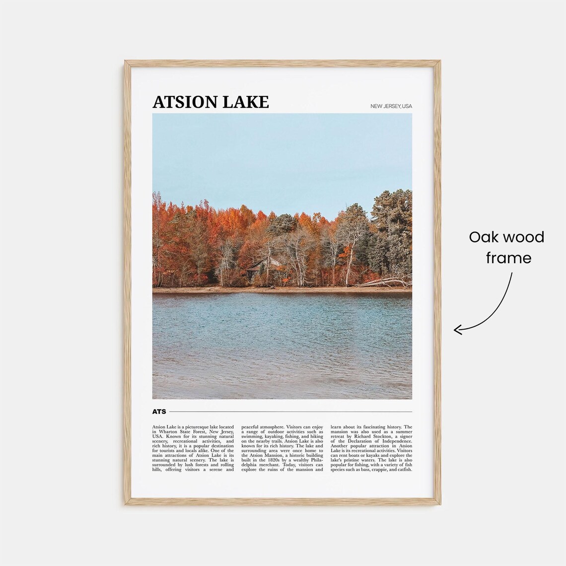 Atsion Lake New Jersey Autumn Shoreline Forest Cabin Travel Poster - Image 3