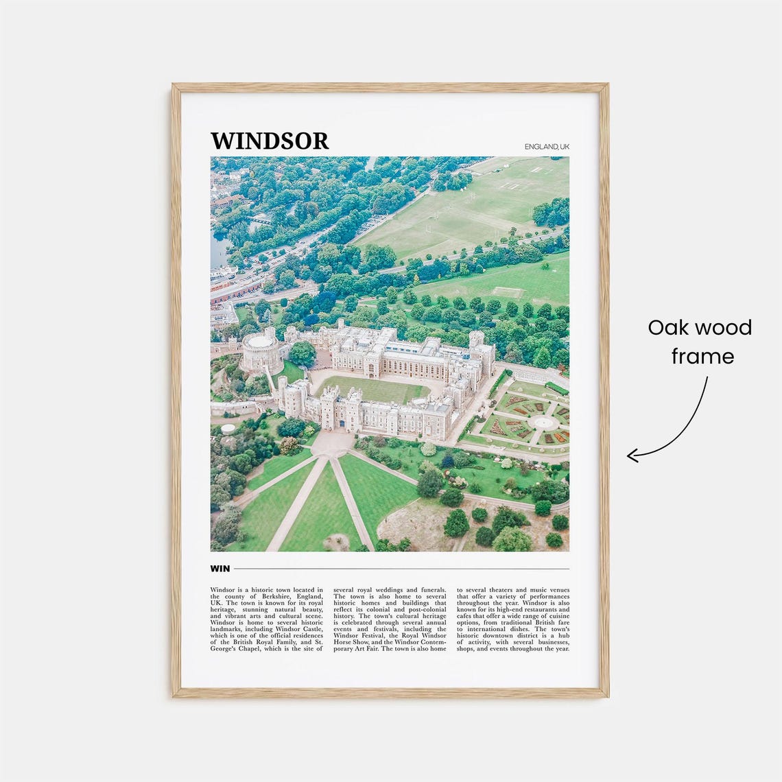 Windsor England Castle Aerial Royal Residence Grounds Travel Poster - Image 3
