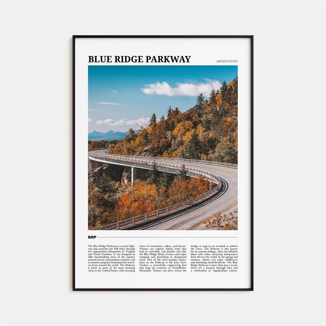 Blue Ridge Parkway Travel Poster, Scenic Road Print