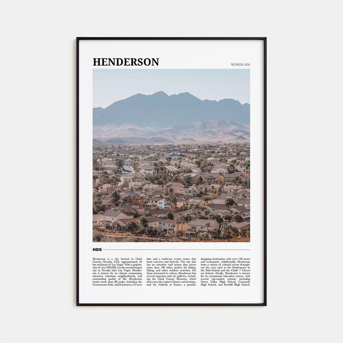 Henderson Nevada USA Southwest Desert City Mountain View Poster