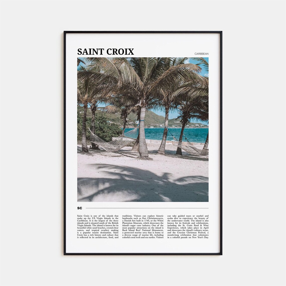 Saint Croix Travel Poster, Caribbean Wall Art Print