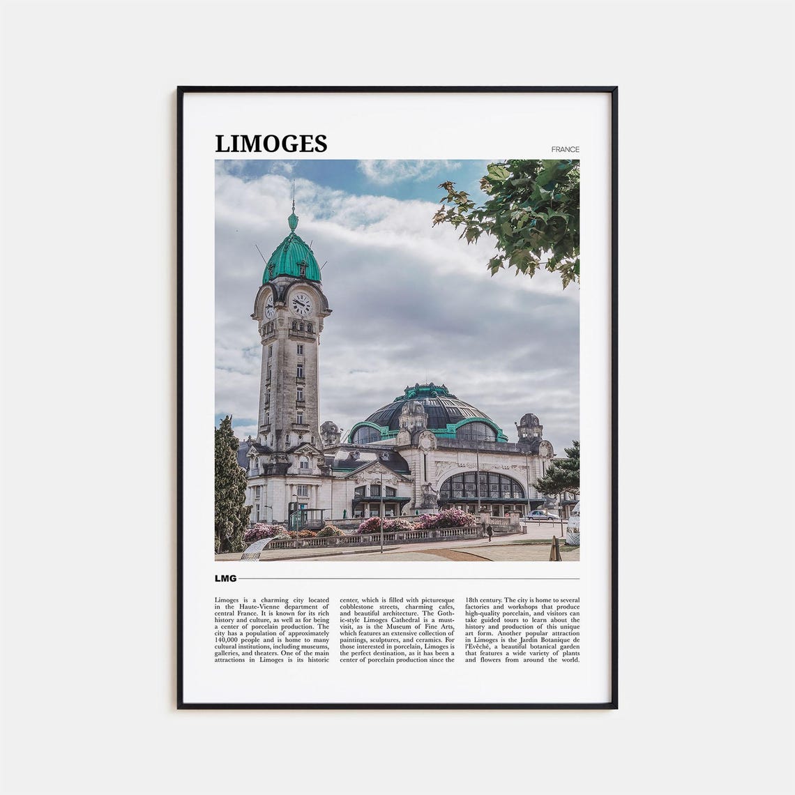 Limoges France Railway Station Clock Tower Photo Travel Poster