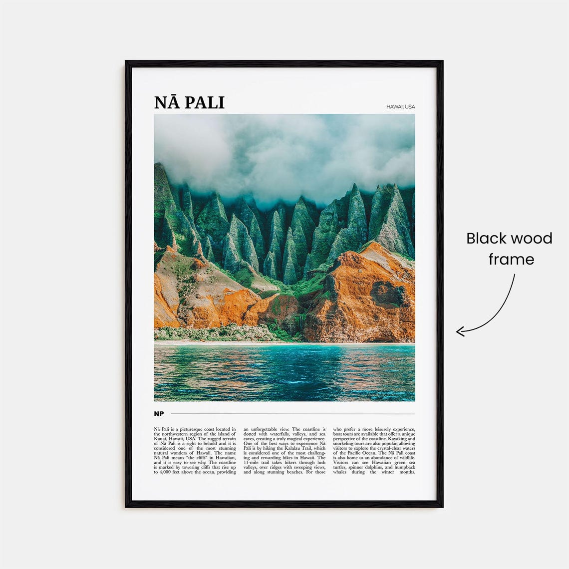 Na Pali Hawaii Kauai Green Cliffs Ocean Coastline Travel Poster - Image 2