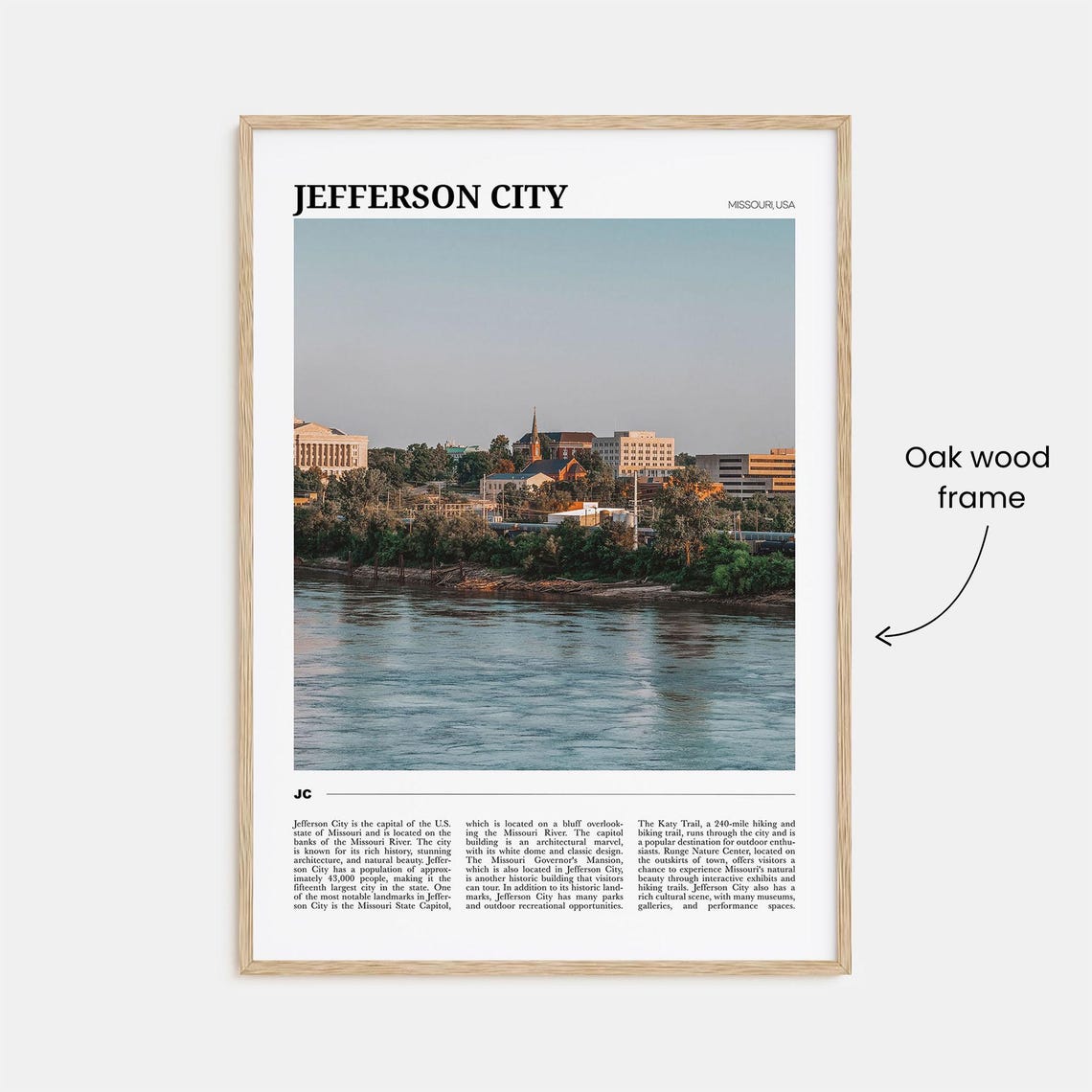Jefferson City Missouri River Skyline Golden Dusk Travel Poster - Image 3