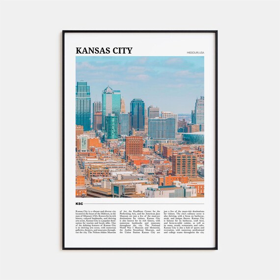 Kansas City Missouri Downtown Towers Cityscape Skyline Travel Poster