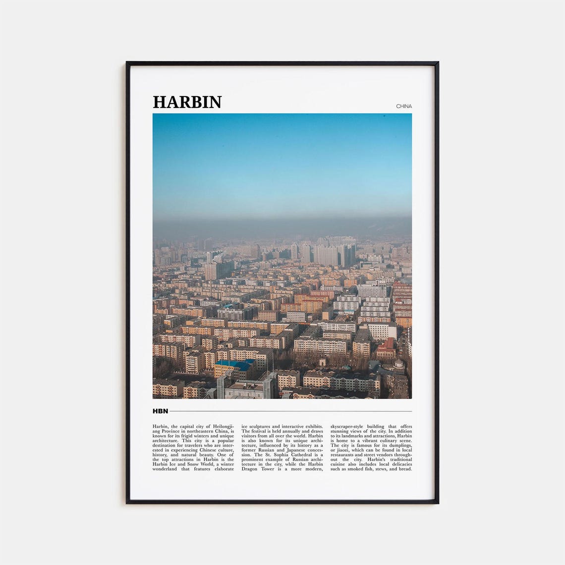 Harbin China Winter Cityscape Ice Festival Travel Photography Poster