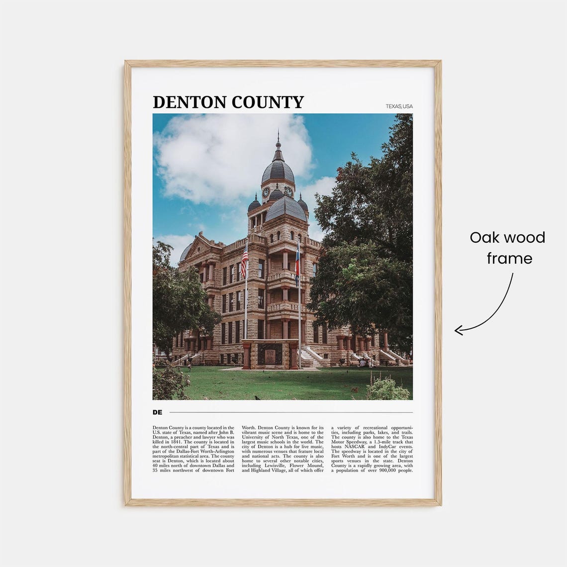 Denton County Texas Historic Stone Courthouse Clock Tower Poster - Image 3