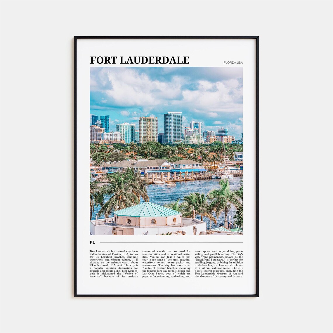 Fort Lauderdale Travel Poster, Florida USA Wall Art