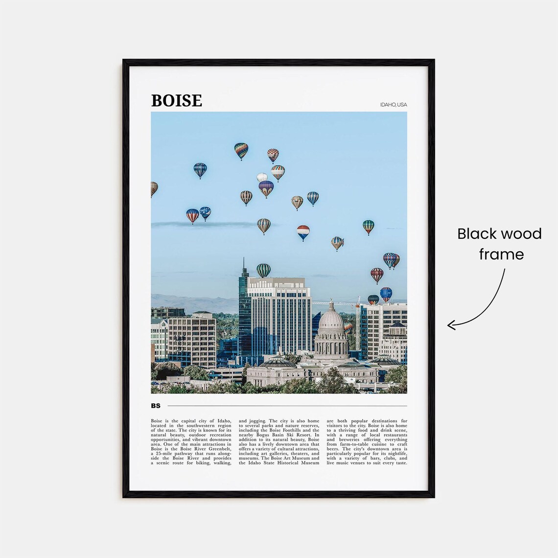 Boise Idaho City Skyline Hot Air Balloons Photography Travel Poster - Image 2