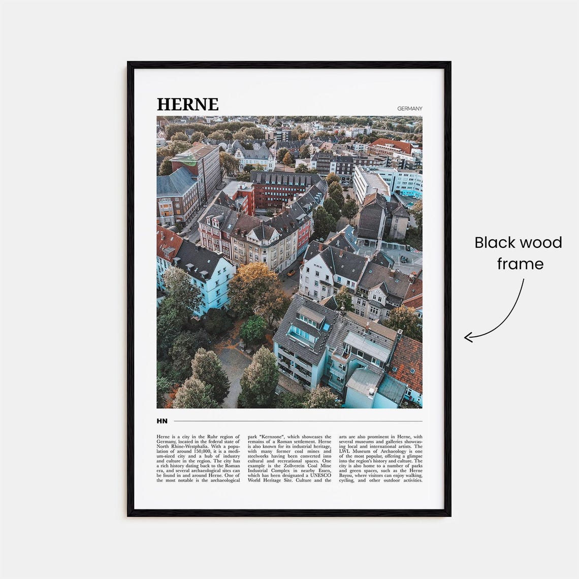Herne Germany Historic European Old Town Rooftops City Poster - Image 2