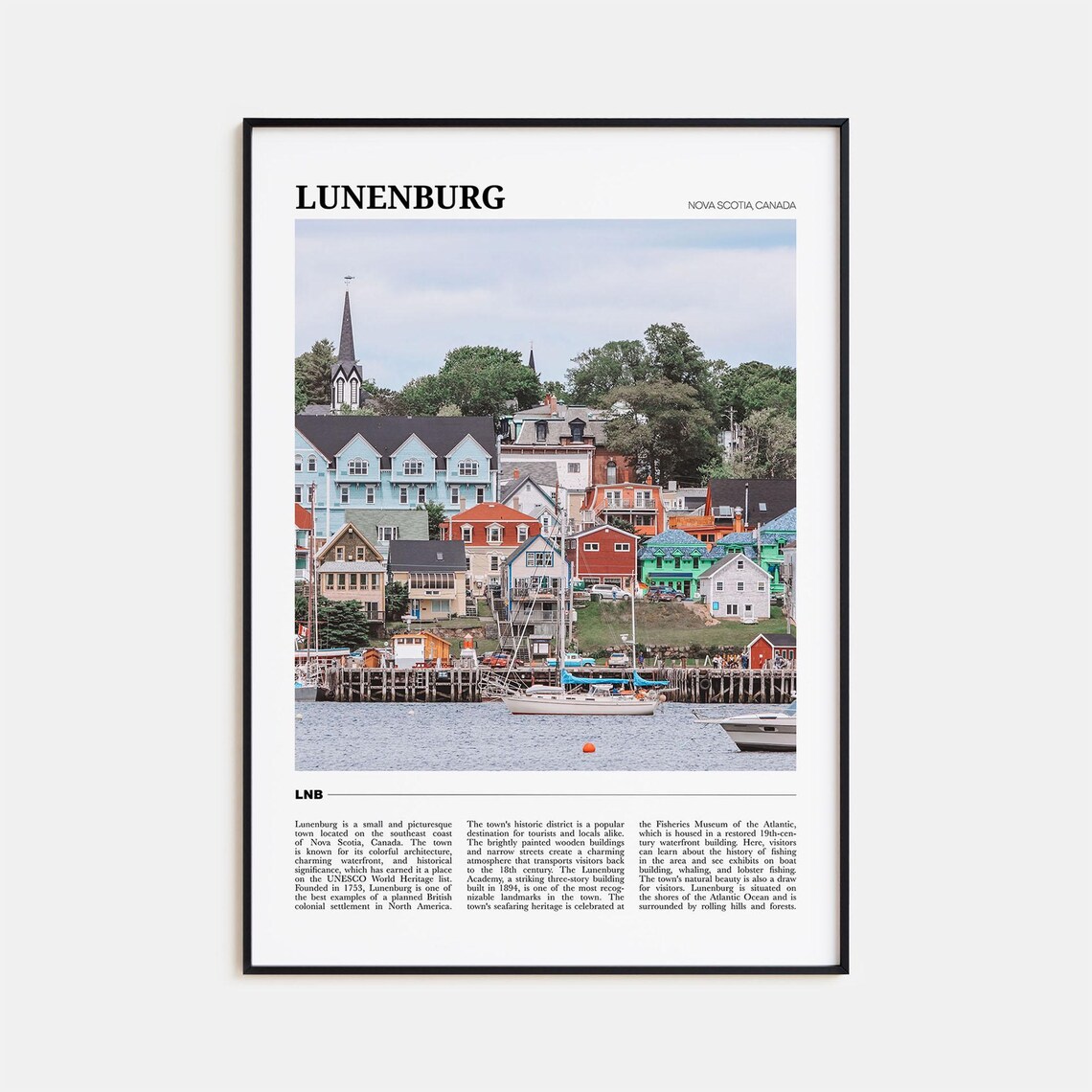 Lunenburg Nova Scotia Canada Colorful Harbor Houses Travel Poster