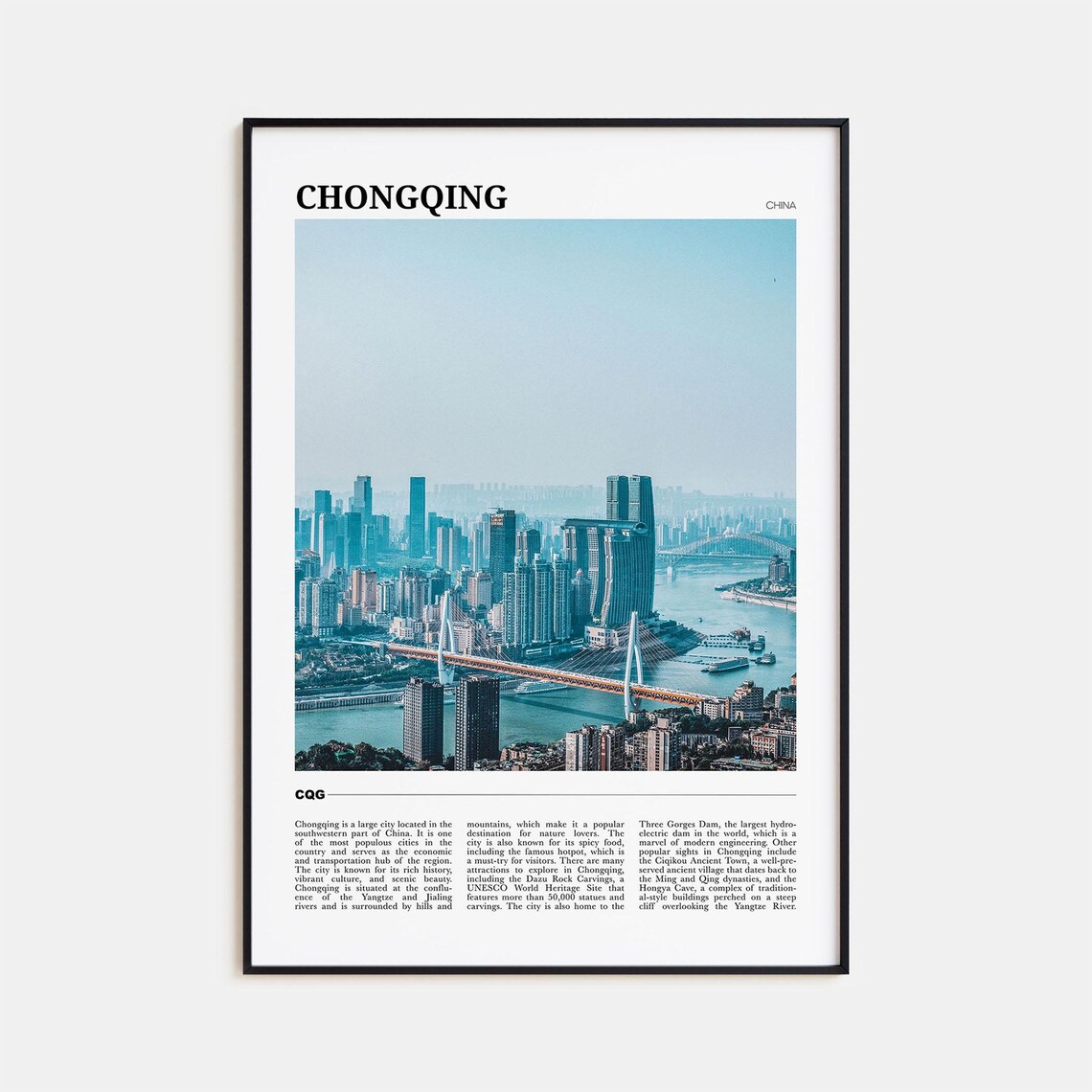 Chongqing Travel Poster, China City Wall Art