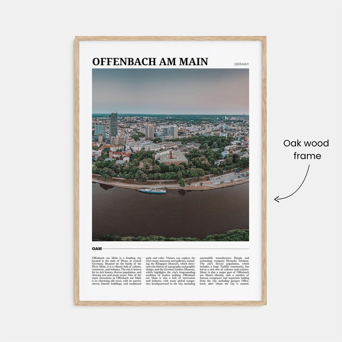 Offenbach am Main Germany Aerial River Cityscape Skyline Travel Poster - Image 3