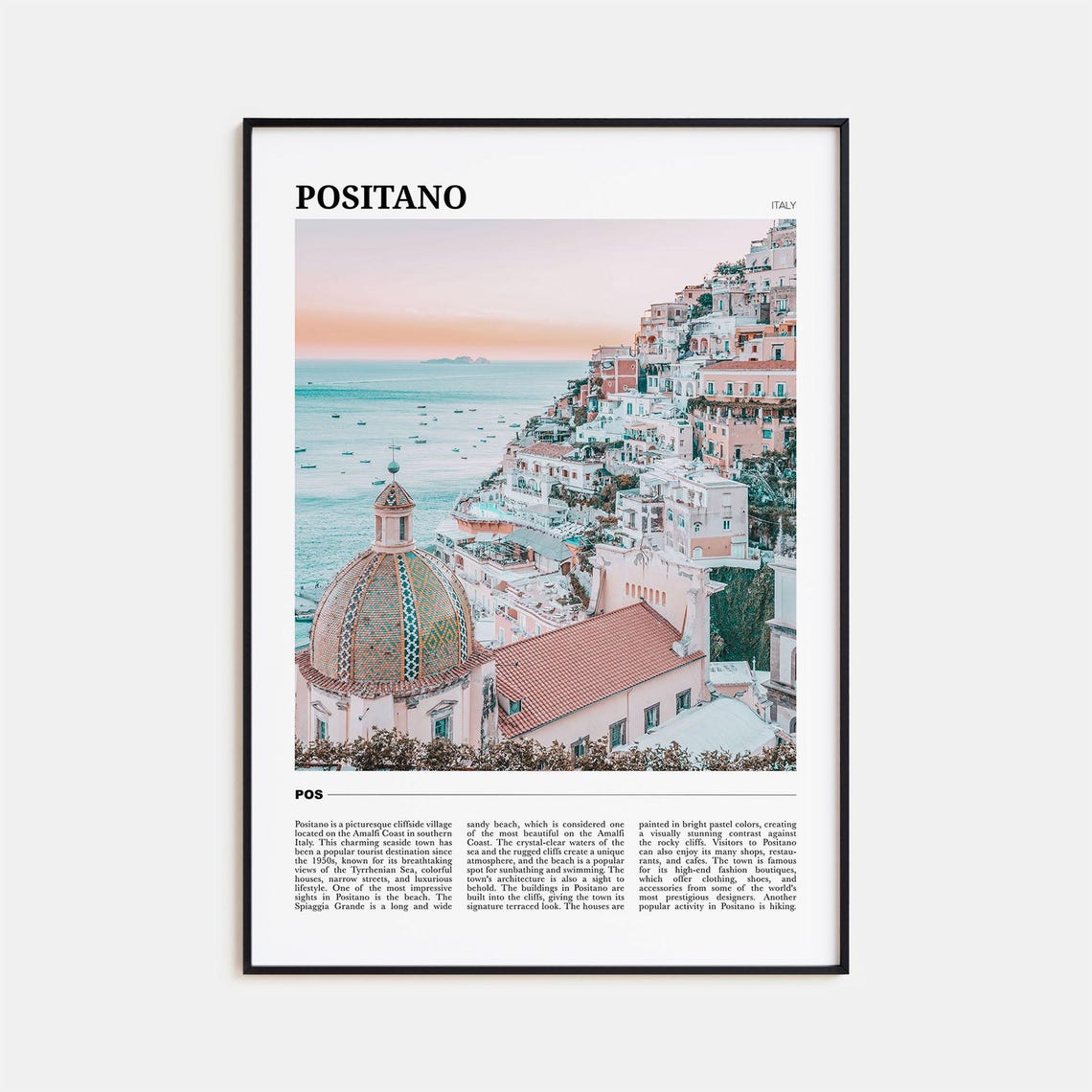 Positano Italy Amalfi Coast Seaside Cliff Town Sunset Poster