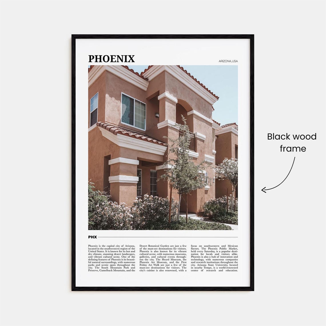 Phoenix Arizona USA Travel Poster With Stucco Building Photo - Image 2