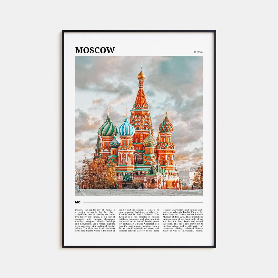 Moscow Russia Saint Basils Cathedral Colorful Domes Travel Poster