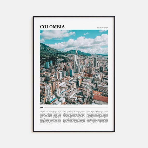 Colombia Travel Poster No 1 Colombia Wall Art Colombia Poster Print Colombia Photo Colombia Decor South America