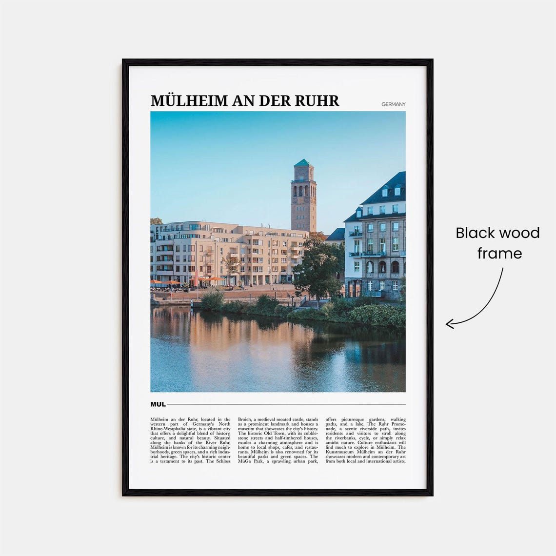 Mulheim an der Ruhr Germany Riverside Old Town Skyline Travel Poster - Image 2