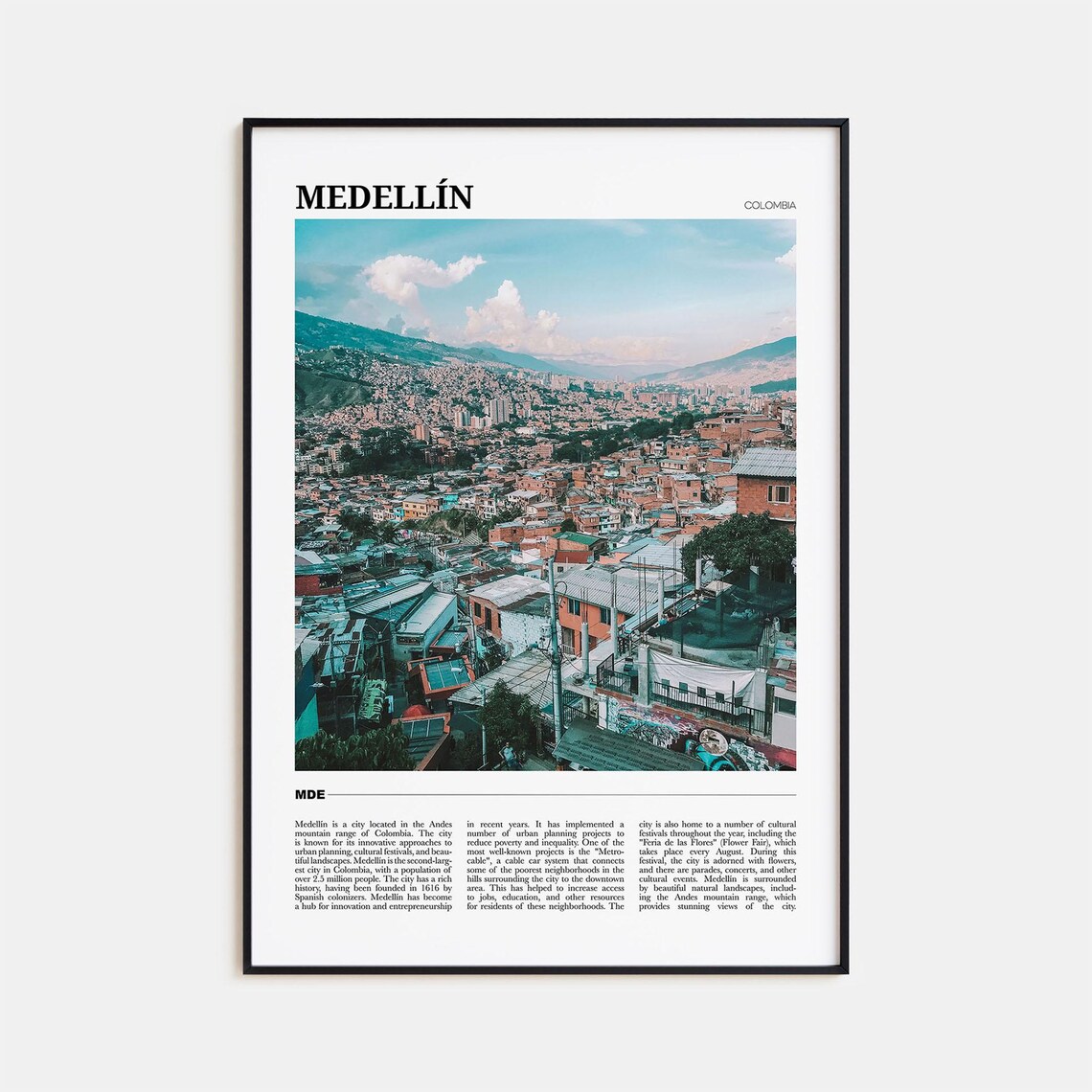 Medellin Medelln Decor Colombia Travel Poster