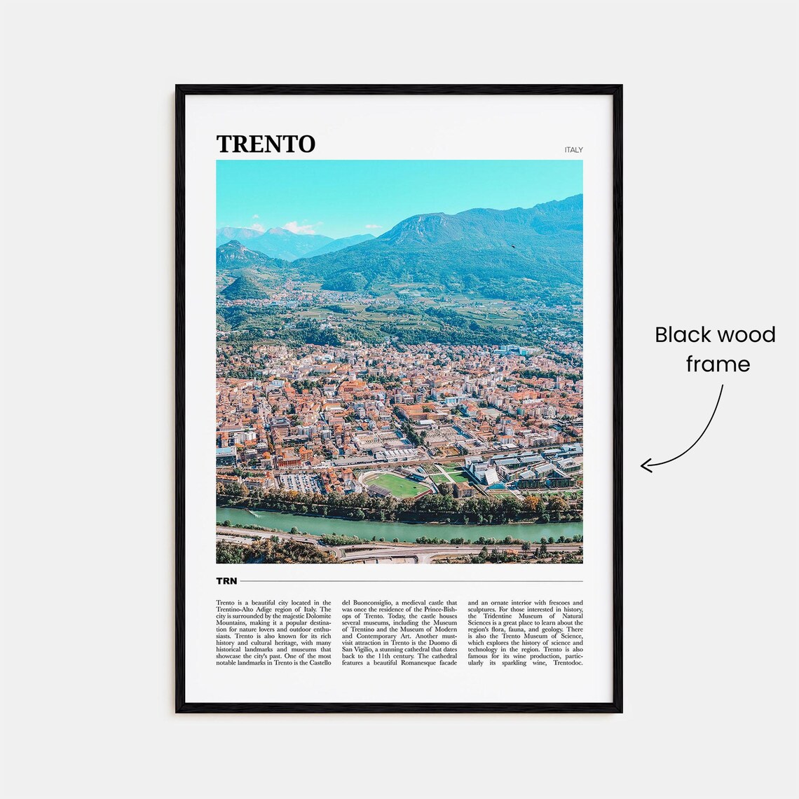 Trento Italy Dolomites Mountain City Aerial View Scenic Travel Poster - Image 2