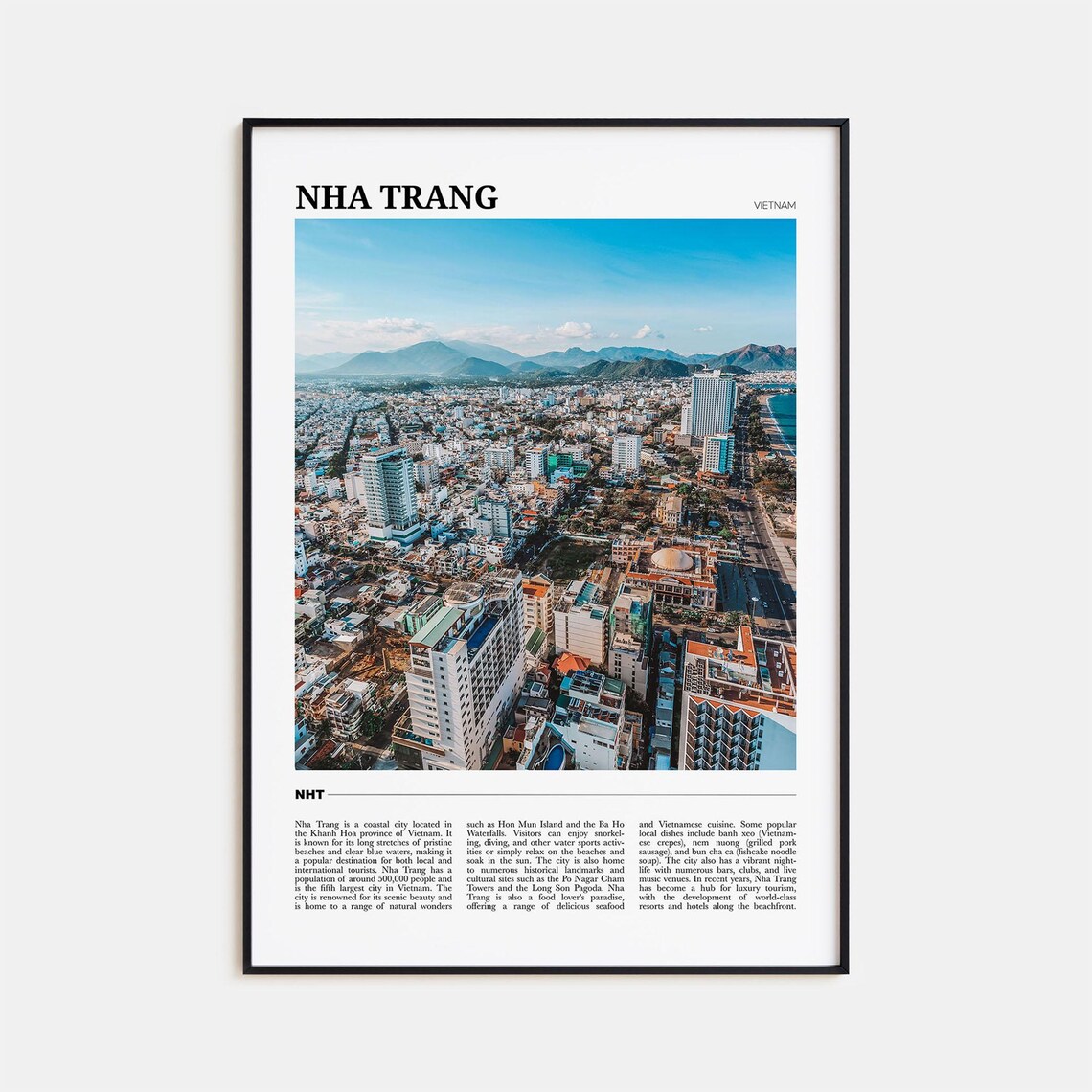 Nha Trang Vietnam Travel Poster Coastal City Bay Aerial Skyline View