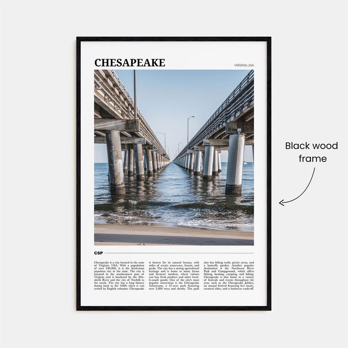 Chesapeake Virginia Bay Bridge Long Span Water Photo Travel Poster - Image 2