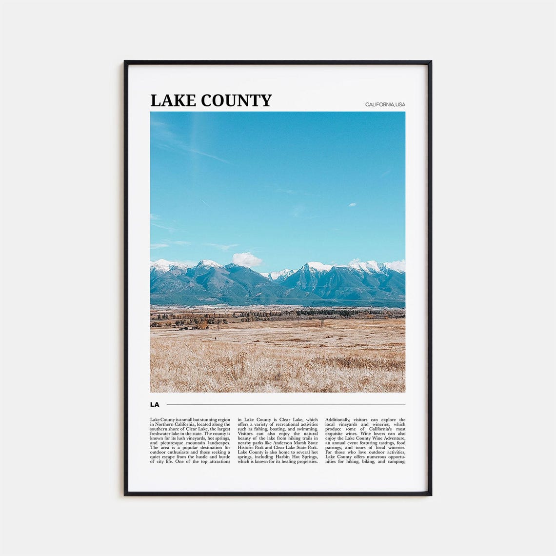 Lake County California Mountain Range Golden Valley Landscape Poster