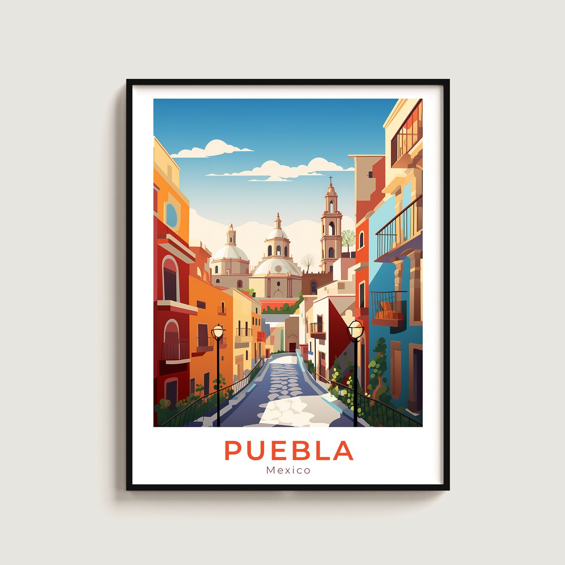 Puebla Travel Print Wall Art Gift Mexico Poster Home Decor Lovers Hanging