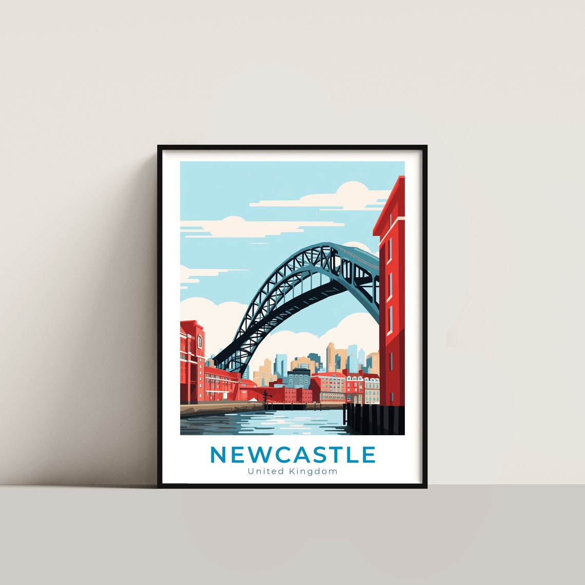 Newcastle United Kingdom Tyne Bridge Quayside River Skyline Poster