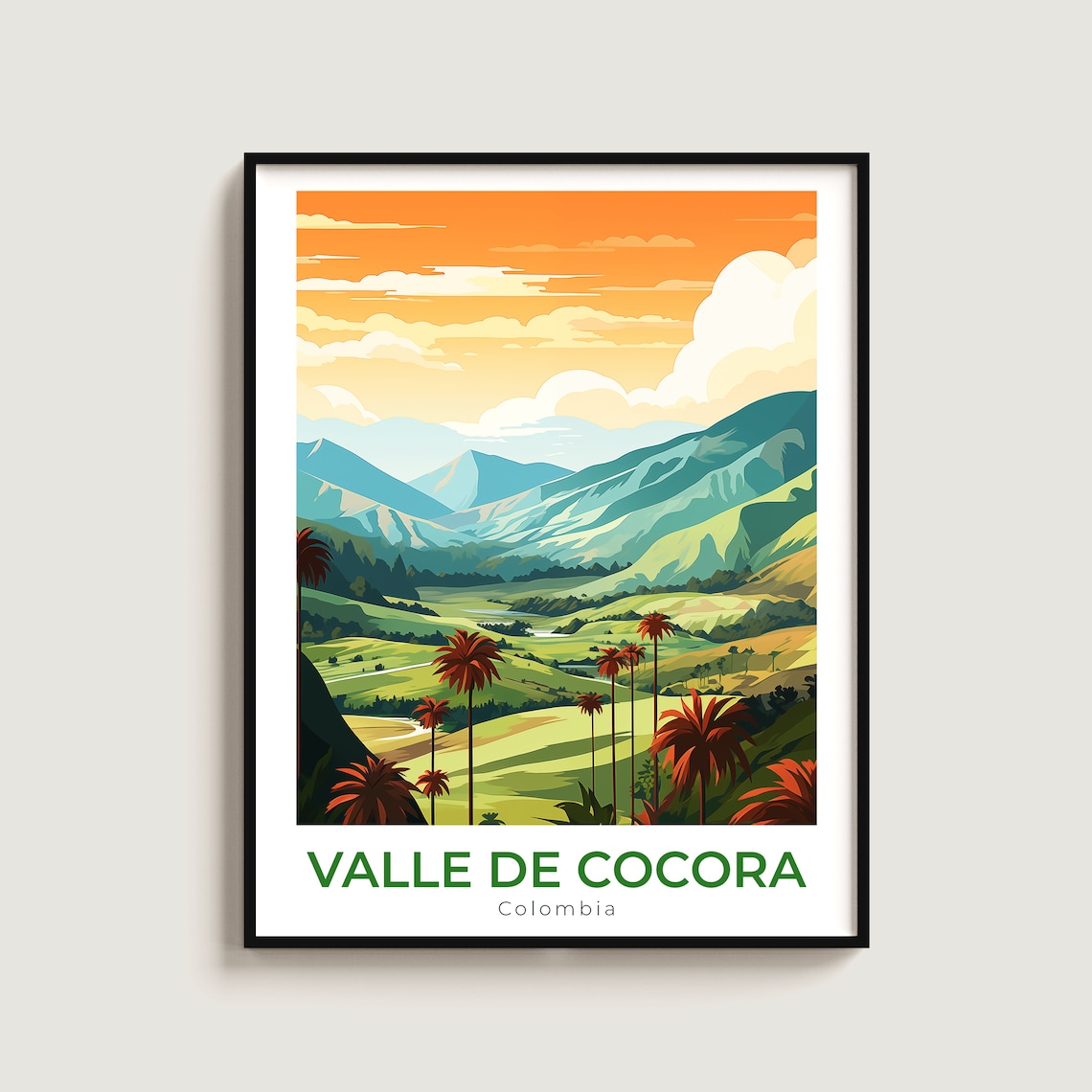 Valle De Cocora Colombia Wax Palms Valley Vintage Travel Poster