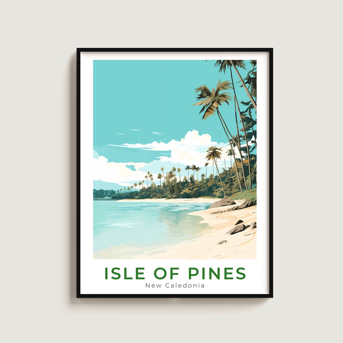 Isle Of Pines New Caledonia Palm Beach Shoreline Travel Poster