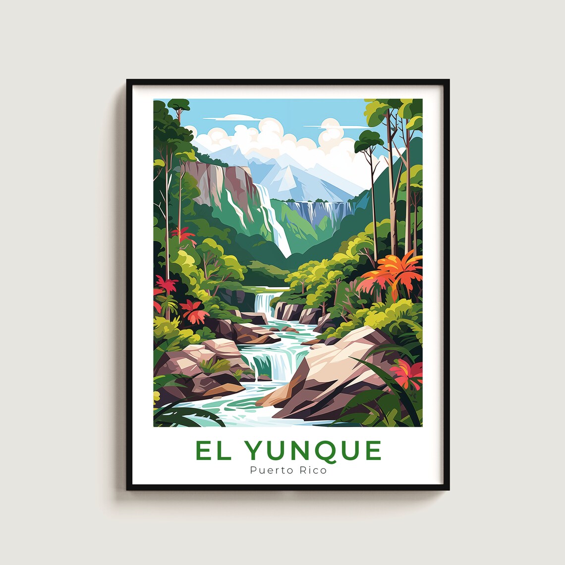 El Yunque Travel Print Wall Art Gift Puerto Rico Poster Home Decor Lovers Hanging