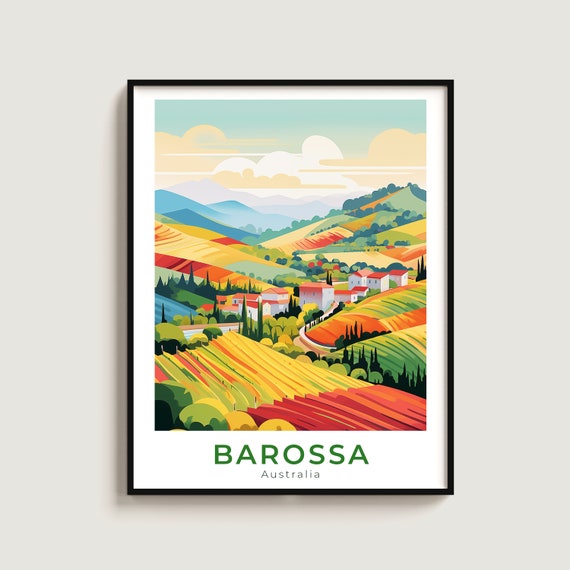 Barossa Travel Poster Wall Art Gift Australia Print Home Decor Lovers Hanging