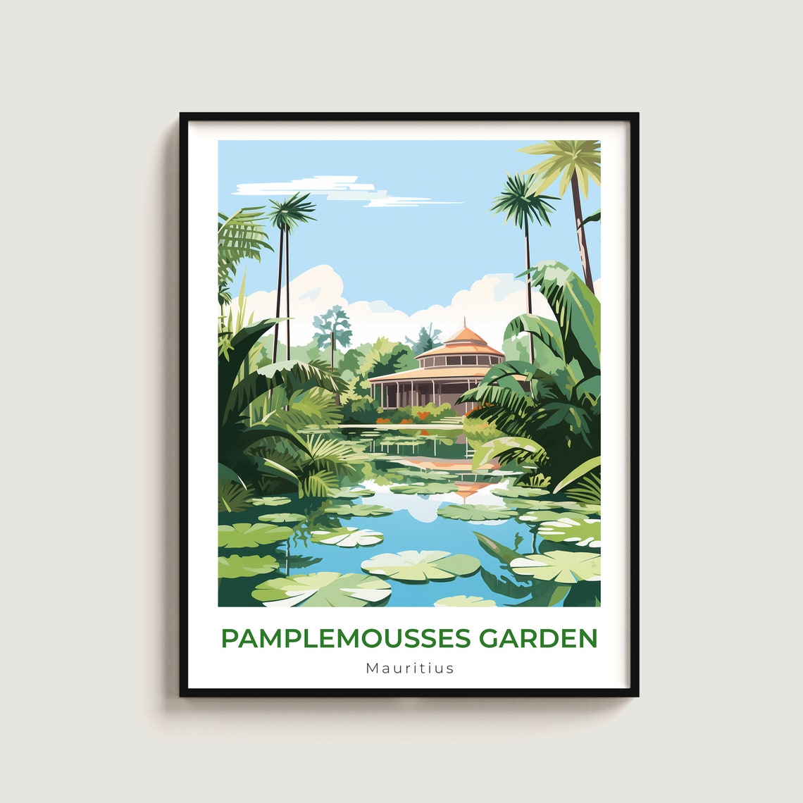 Pamplemousses Garden Mauritius Lily Pond Pavilion Retreat Poster