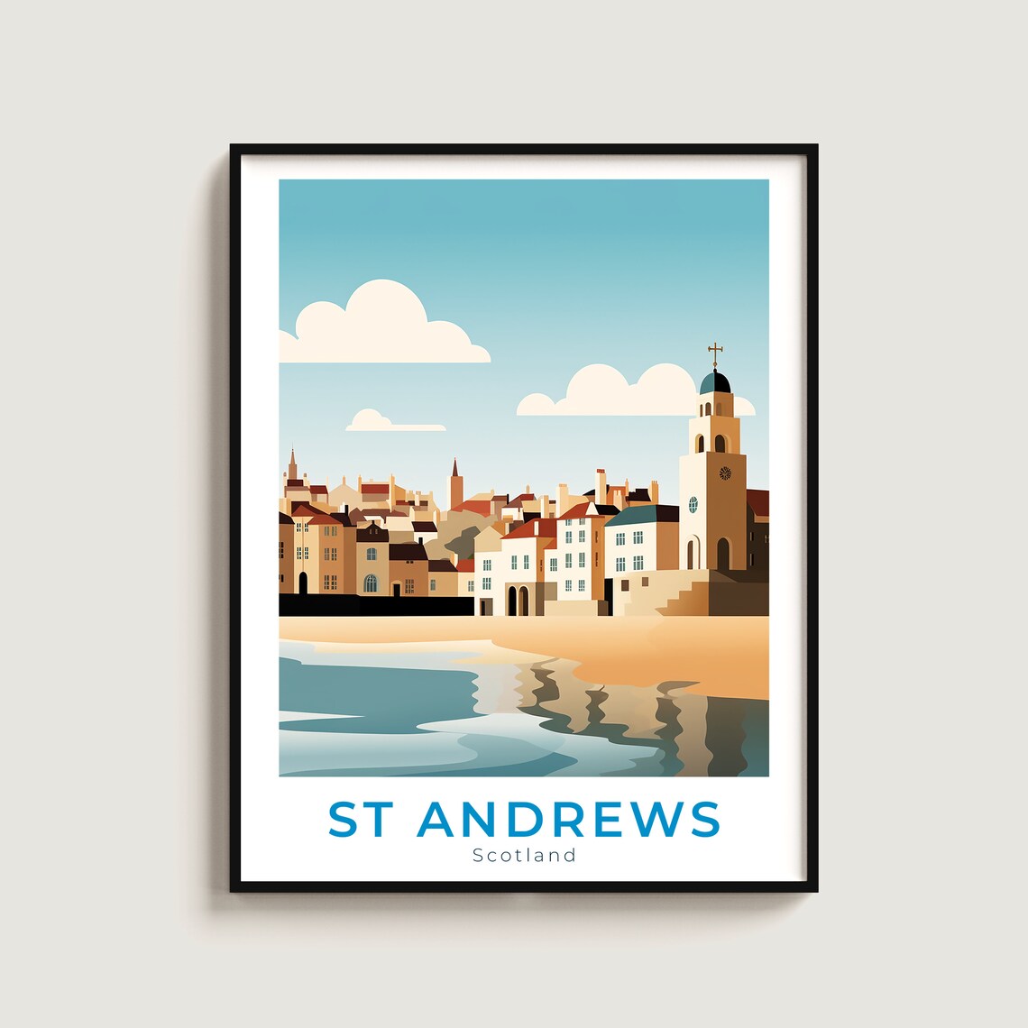 St Andrews Scotland Coastal Old Town Beach Seaside Travel Poster