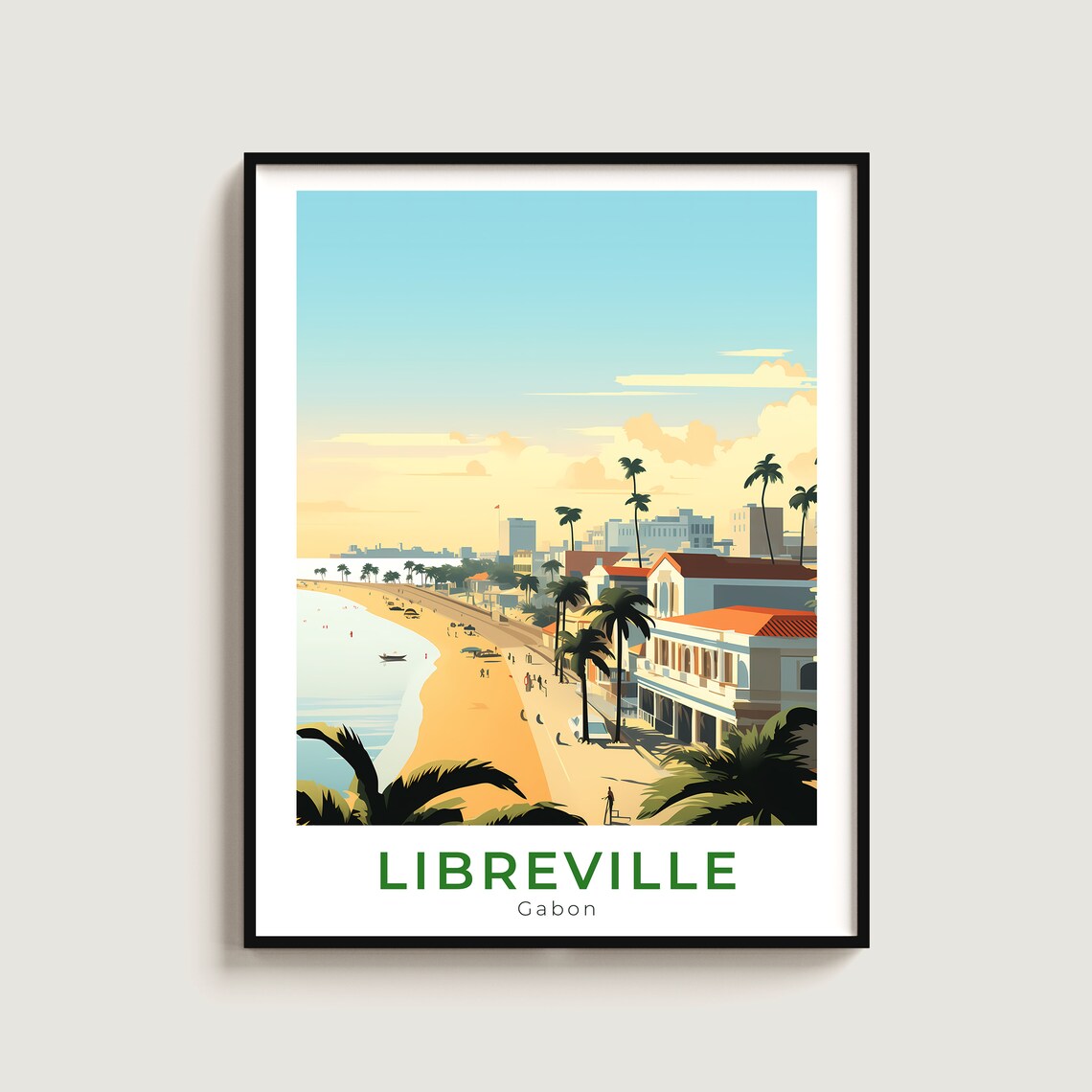 Libreville Gabon Waterfront Promenade With City Skyline Poster