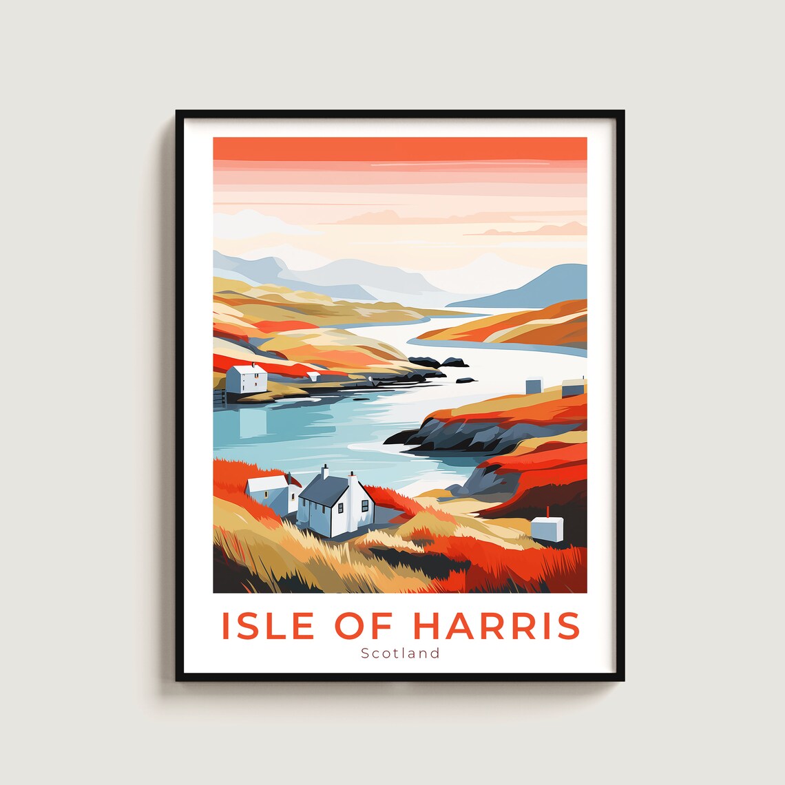 Isle of Harris Scotland Sunset Coastal Landscape Travel Poster