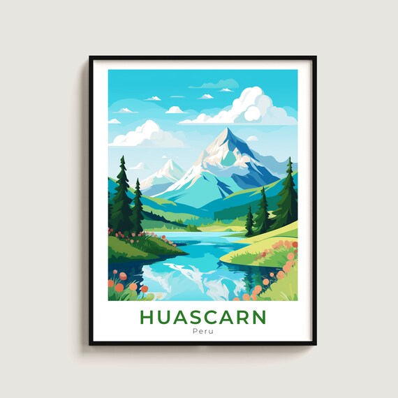 Huascarn Travel Poster Wall Art Gift Peru Print Home Decor Lovers Hanging