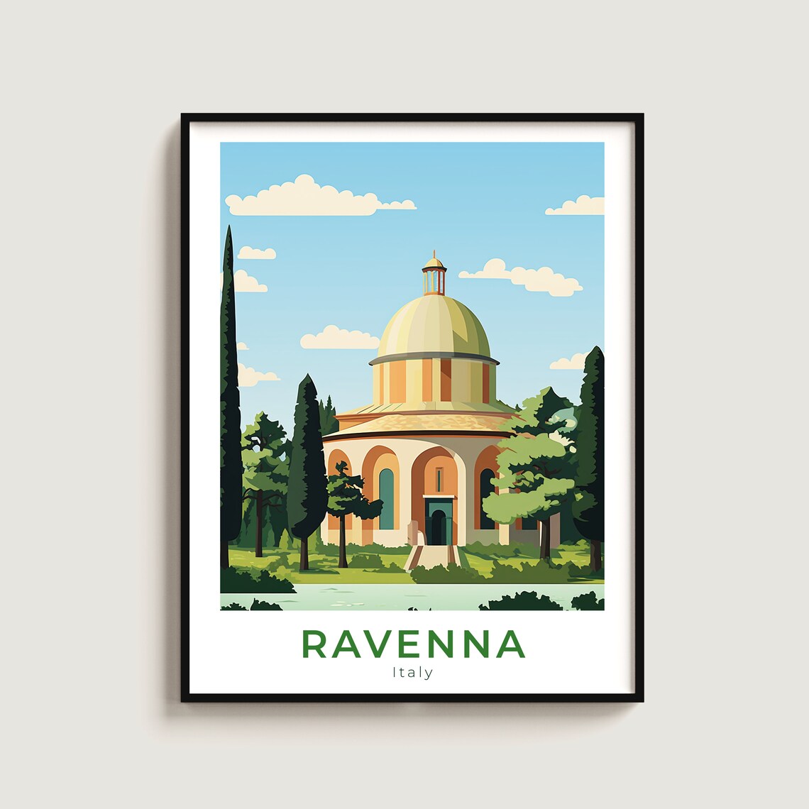 Ravenna Italy Domed Mausoleum Golden Cypress Garden Travel Poster