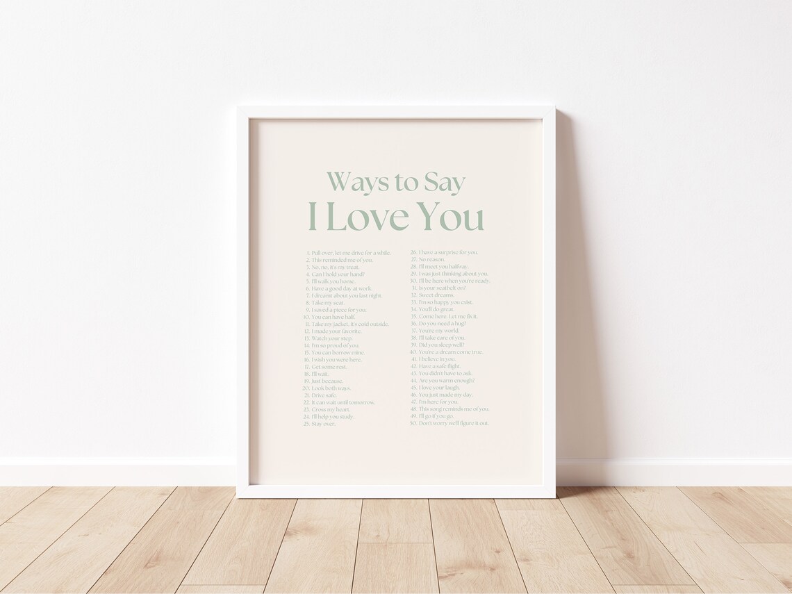 Ways to Say I Love You Fifty Phrases Minimal Romantic List Poster - Image 2