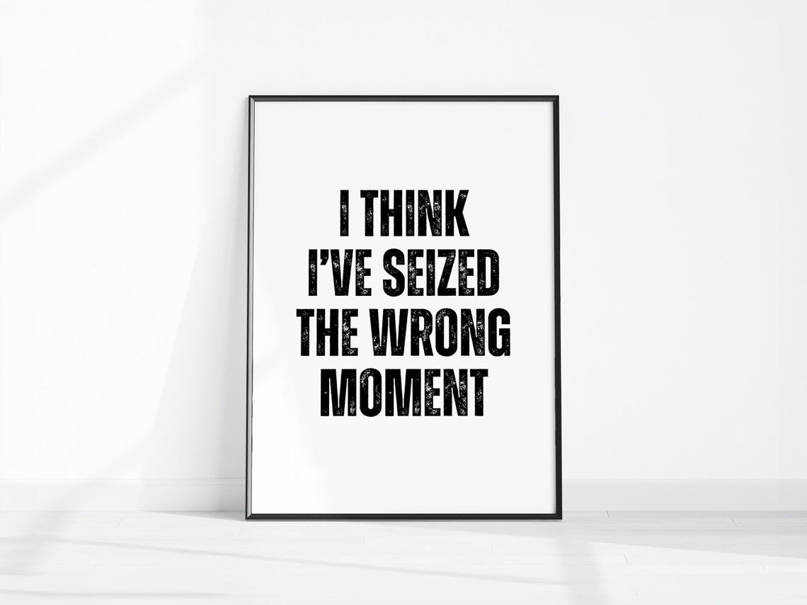I Think I've Seized the Wrong Moment Funny Sarcastic Quote Poster