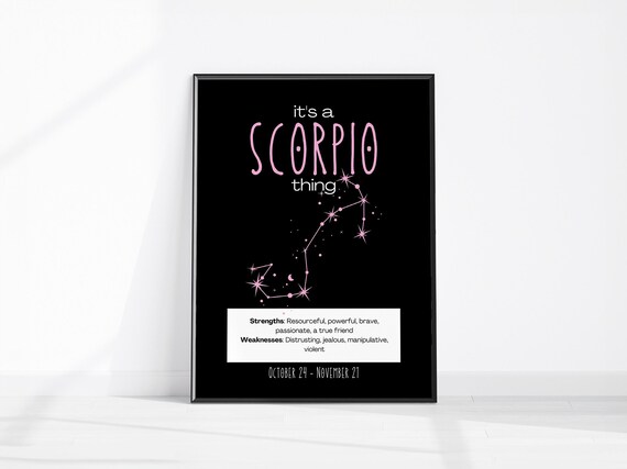 Scorpio Poster Zodiac Star Sign Print Boho Wall Decor Art Horoscope Constellation Astrology Prints