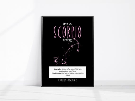 Scorpio Zodiac Constellation Star Sign Astrology Black Poster