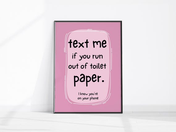 Bathroom Wall Decor Humorous Posters Funny Art Toilet Print Pink Girly Preppy