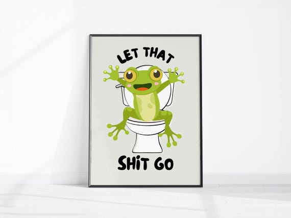 Rude Bathroom Print Retro Frog Poster Funny Restroom Wall Art Toilet Sign Cheeky Powder Room Inspirational Home Office Decor
