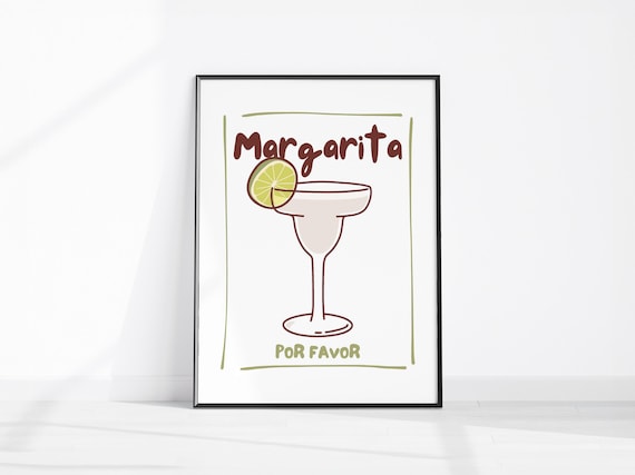 Margarita Por Favor Cocktail Illustration Lime Bar Kitchen Poster