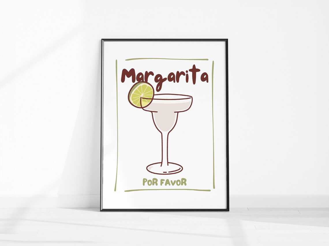 Margarita Por Favor Cocktail Illustration Lime Bar Kitchen Poster