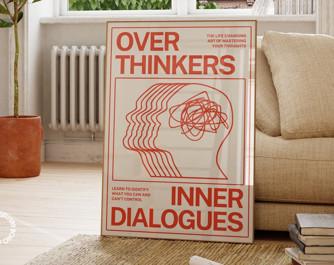Overthinkers Orange Retro Psychedelic Art Print