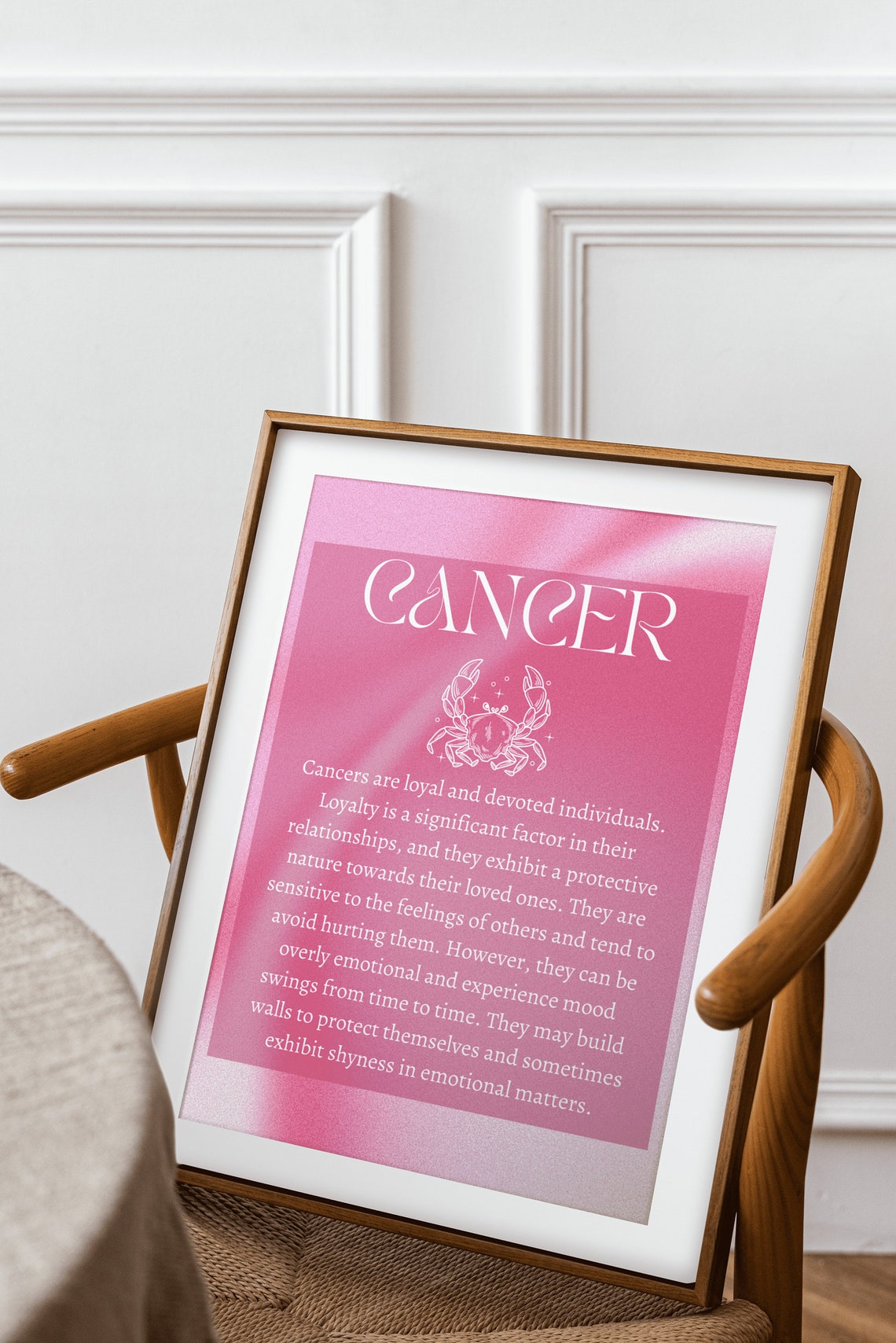 Cancer Zodiac Wall Art Pink Cancer Poster Pink Aura Poster Cancer Star Sign Print Spiritual Wall Art Cancer Wall Art Cancer Print - Image 3