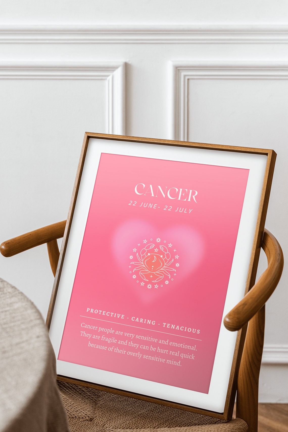 Cancer Gifts Cancer Zodiac Wall Art Pink Green Aura Poster Star Sign Instant Print Spiritual Wall Art Cancer Astrology - Image 2